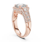 Gold Ring, Cushion center stone, Rose Gold, view 1