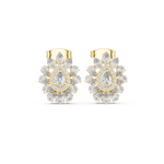 14K Solid Gold Lab Diamond Flower Cluster Earrings, Yellow Gold