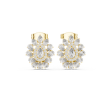 14K Solid Gold Lab Diamond Flower Cluster Earrings, Yellow Gold