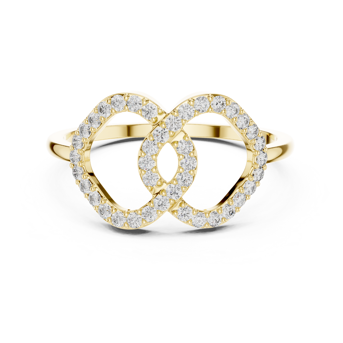 14K Solid Gold Lab Diamond Infinity Twist Ring, Yellow Gold