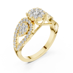 14K Solid Gold Lab Diamond Three-Stone Ring, Yellow Gold, view 2