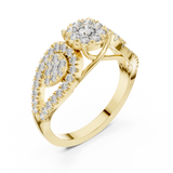 14K Solid Gold Lab Diamond Three-Stone Ring, Yellow Gold, view 2