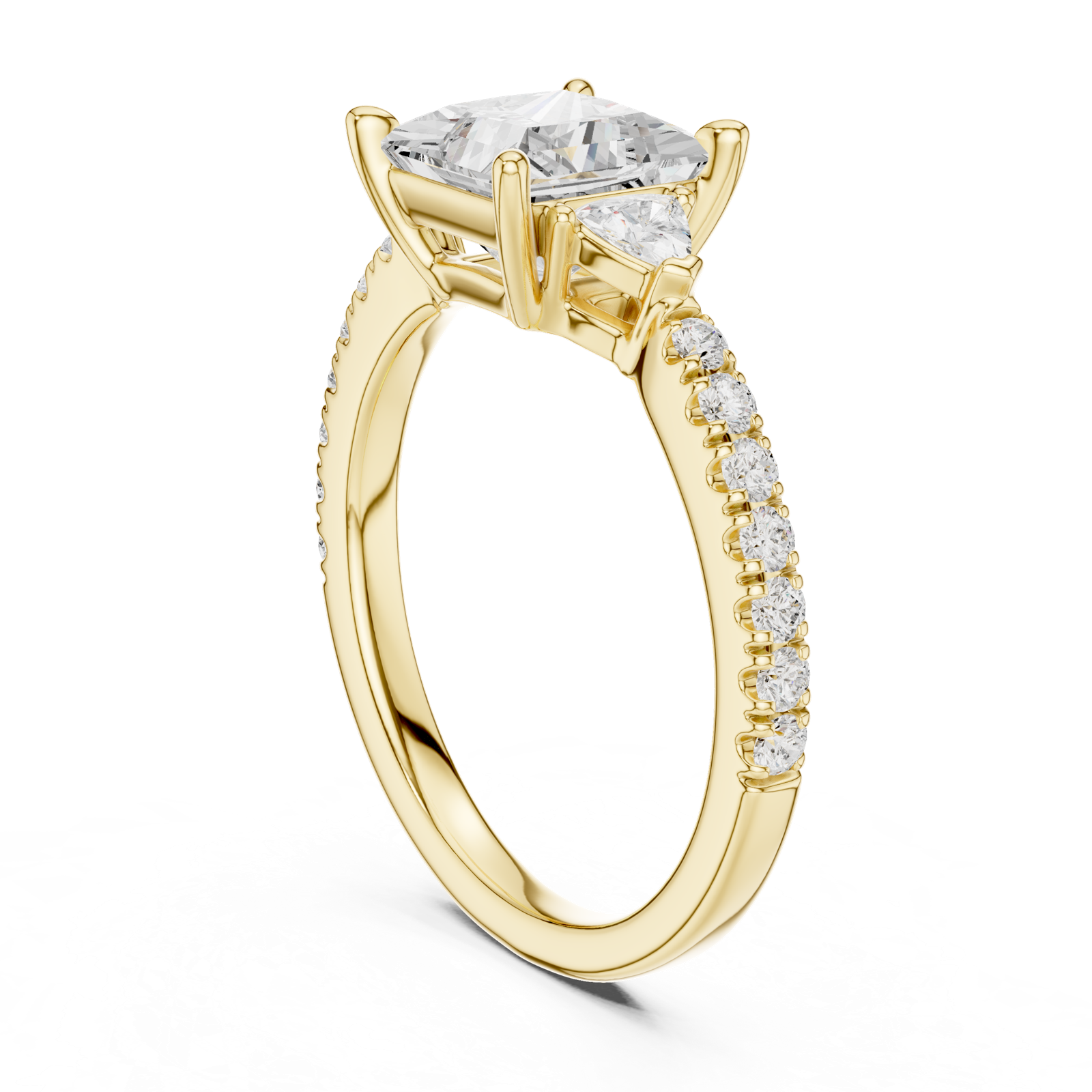 Gold Ring DDLR-037, Princess center stone, Yellow Gold, view 1