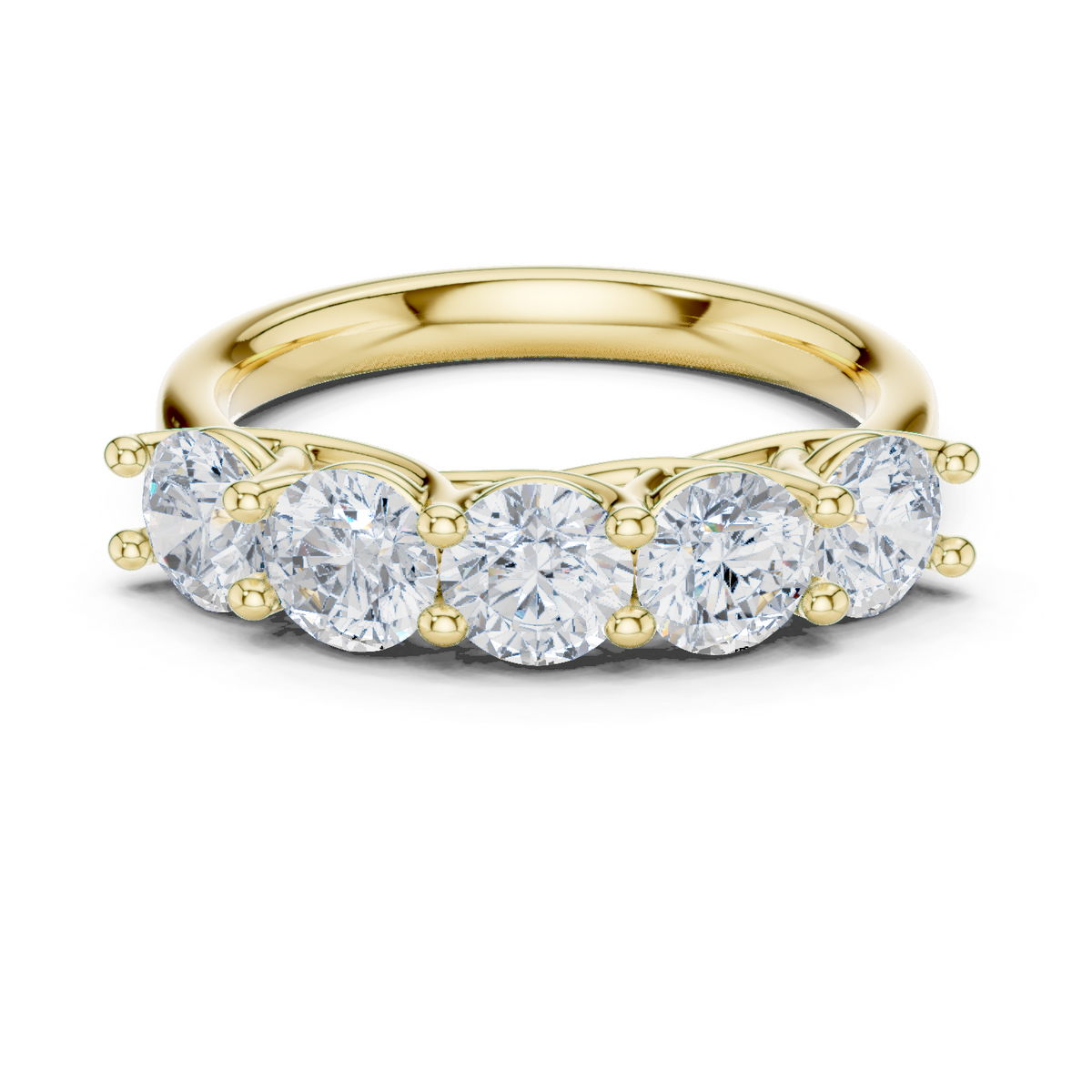 14K Solid Gold Lab Diamond Band Ring, Yellow Gold