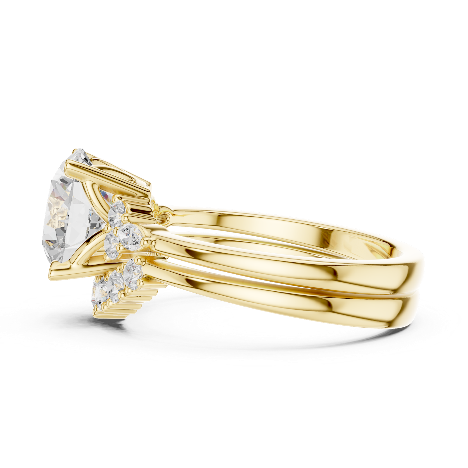 Gold Ring DDLR-440, Round center stone, Yellow Gold, view 3