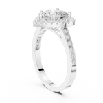 Gold Ring DDLR-349, Heart center stone, White Gold, view 1
