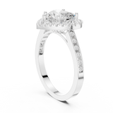 Gold Ring DDLR-349, Heart center stone, White Gold, view 1
