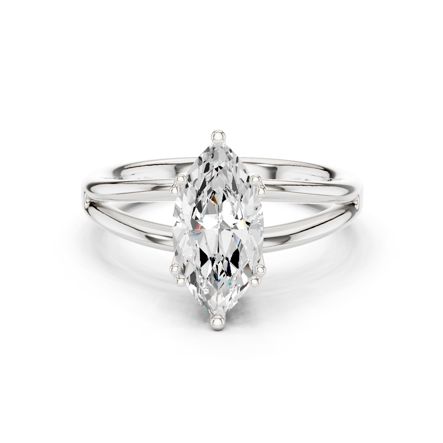Gold Jewelry L36-7, Marquise center stone, White Gold