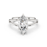 Gold Jewelry L36-7, Marquise center stone, White Gold