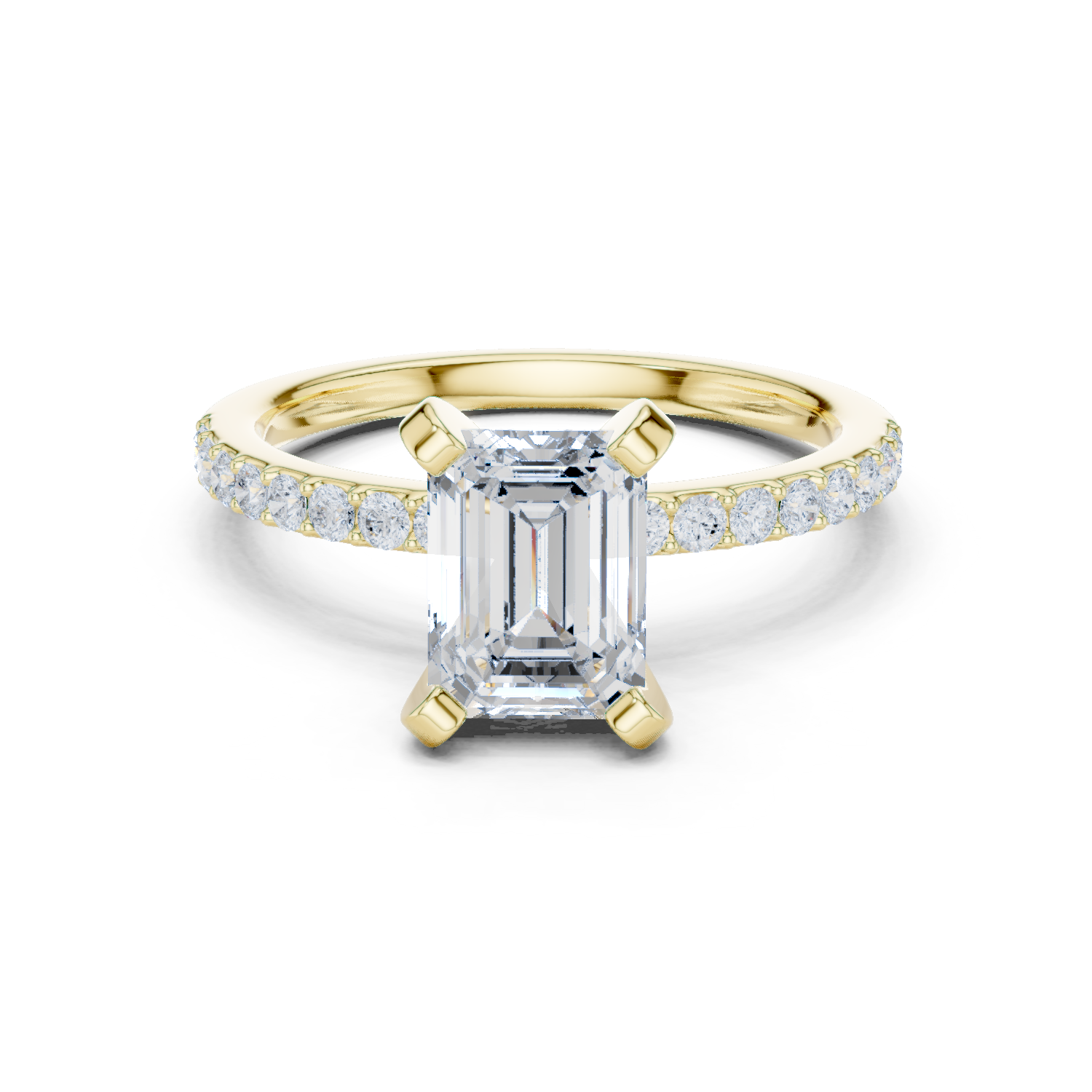 Gold Ring DDLR-040, Emerald center stone, Yellow Gold