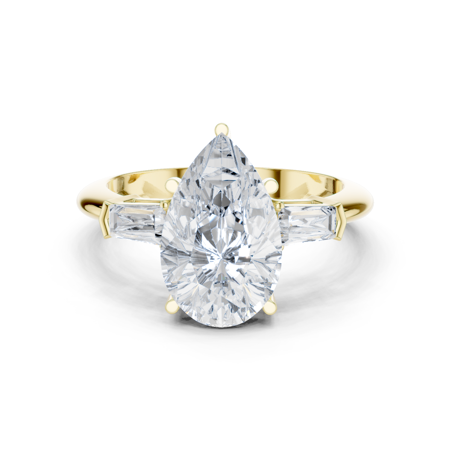 Gold Jewelry L35-67, Pear center stone, Yellow Gold