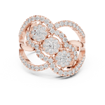 14K Solid Gold Lab Diamond Cluster Ring, Rose Gold