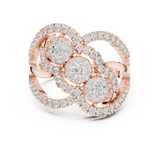 14K Solid Gold Lab Diamond Cluster Ring, Rose Gold