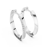 14K Solid Gold Lab Diamond Huggie Earrings, White Gold, view 3