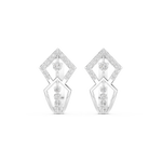 14K Solid Gold Lab Diamond Cluster Earrings, White Gold