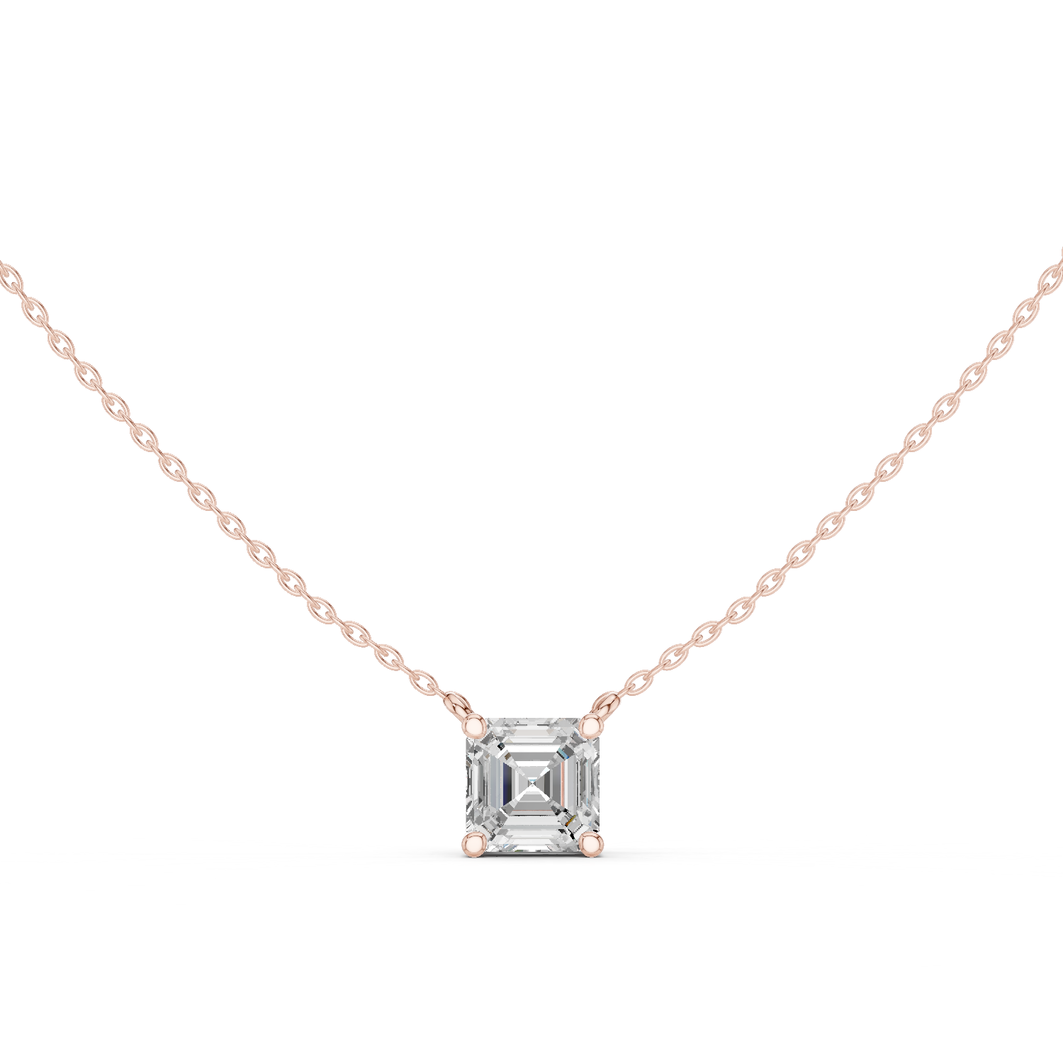 Gold Jewelry, Asscher center stone, Rose Gold