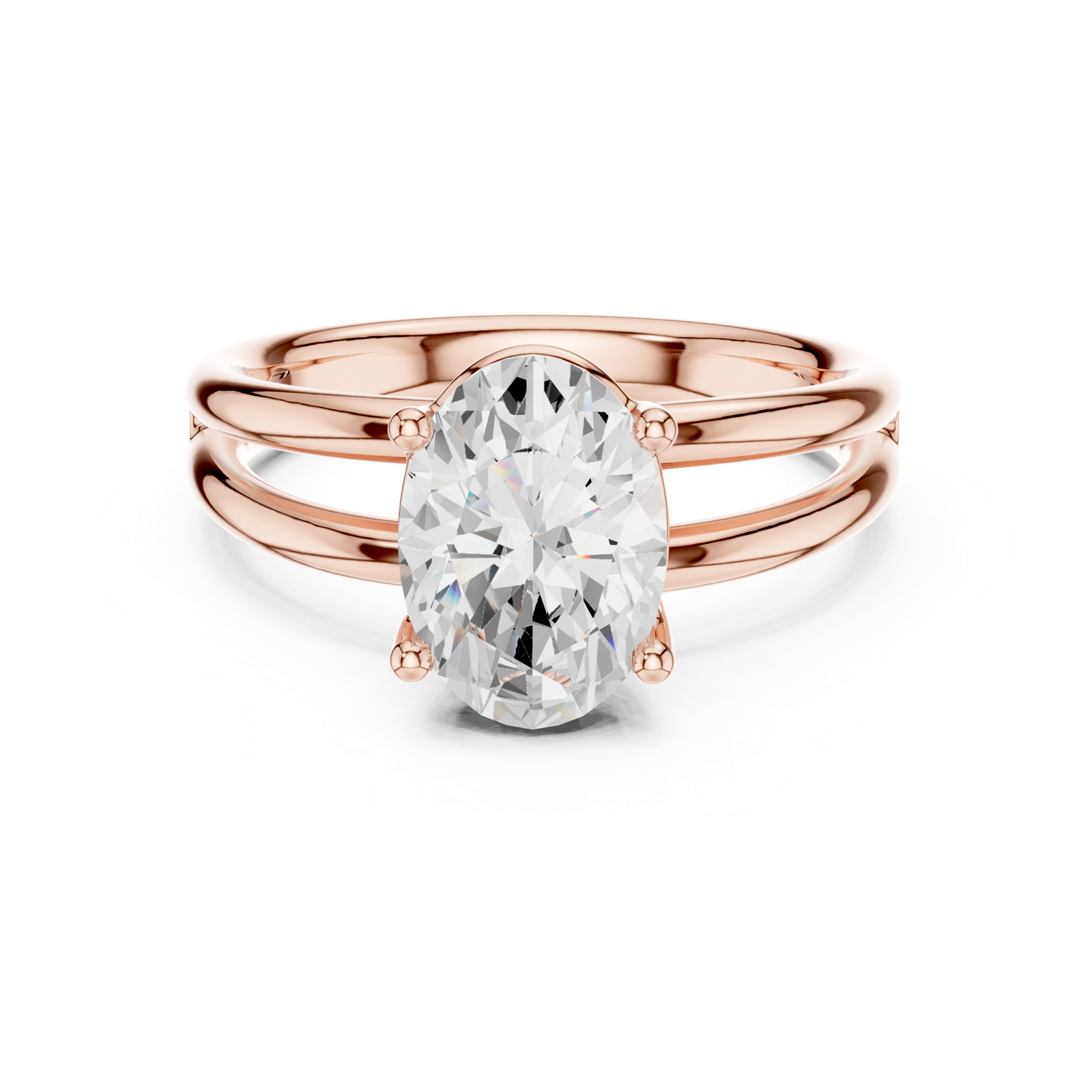 Gold Jewelry L36-9, Oval center stone, Rose Gold, view 4