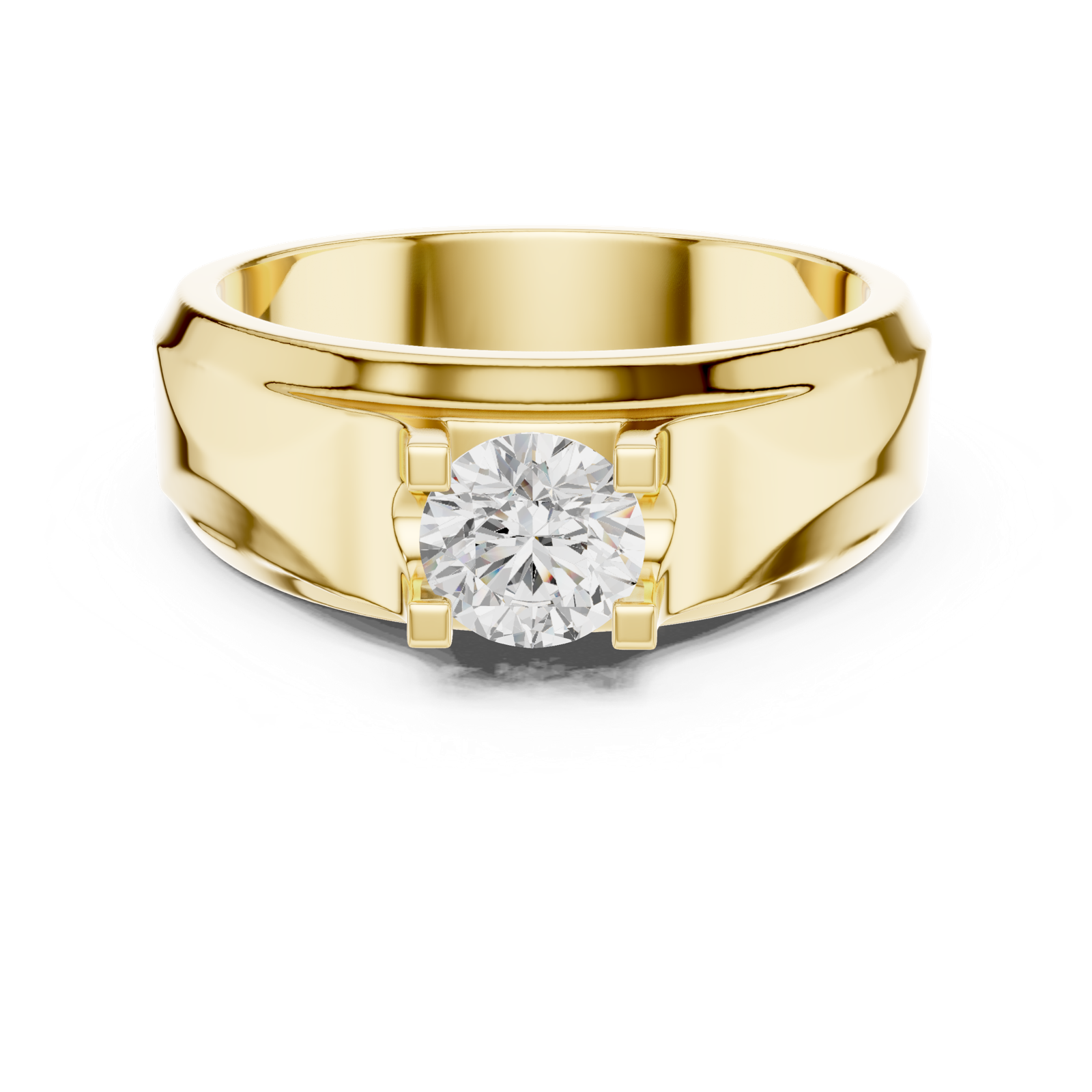 14K Solid Gold Lab Diamond Solitaire Ring, Yellow Gold, view 4