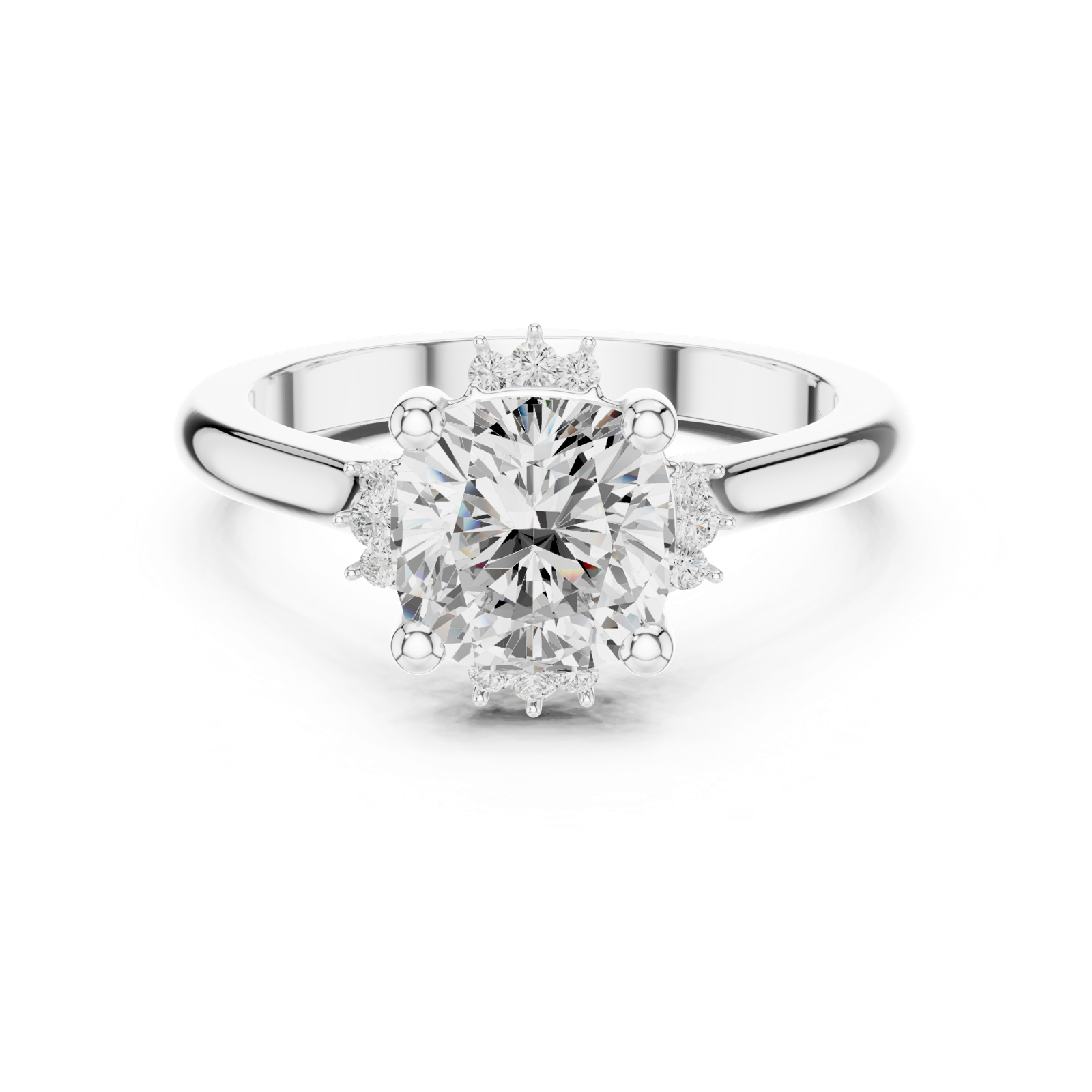 Gold Jewelry, Cushion center stone, White Gold, view 4