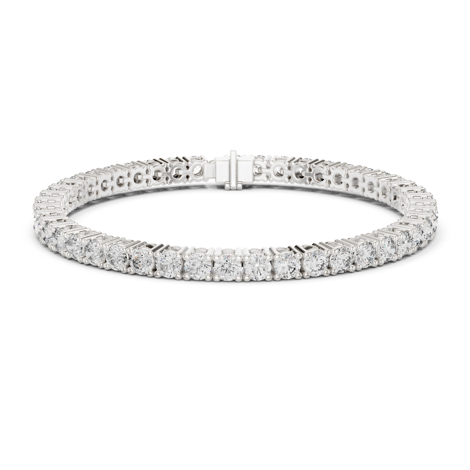 14K Solid Gold Lab Diamond Bracelet, White Gold