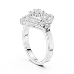 14K Solid Gold Lab Diamond Halo Ring, White Gold, view 1