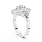 14K Solid Gold Lab Diamond Halo Ring, White Gold, view 1