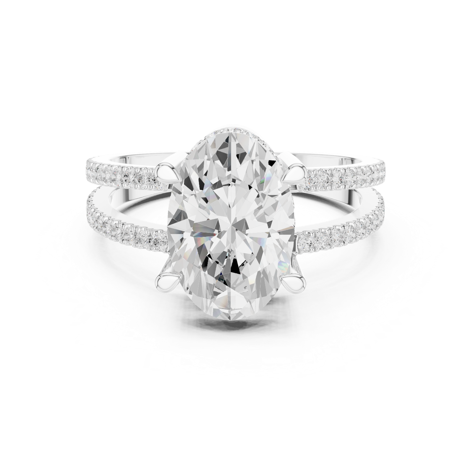 Gold Jewelry L36-13, Oval center stone, White Gold, view 4