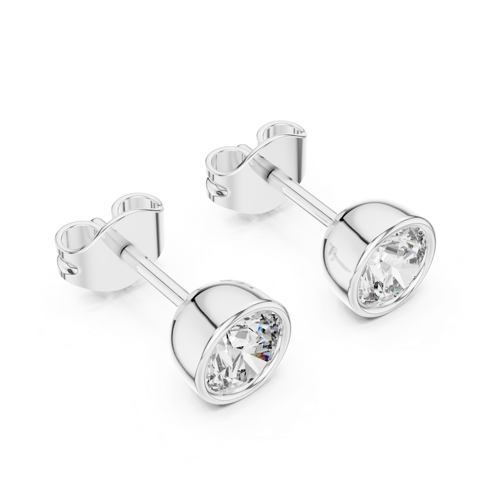 14K Solid Gold Lab Diamond Stud Earrings, White Gold, view 2