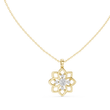14K Solid Gold Lab Diamond Flower Pendant Necklace, Yellow Gold, view 1