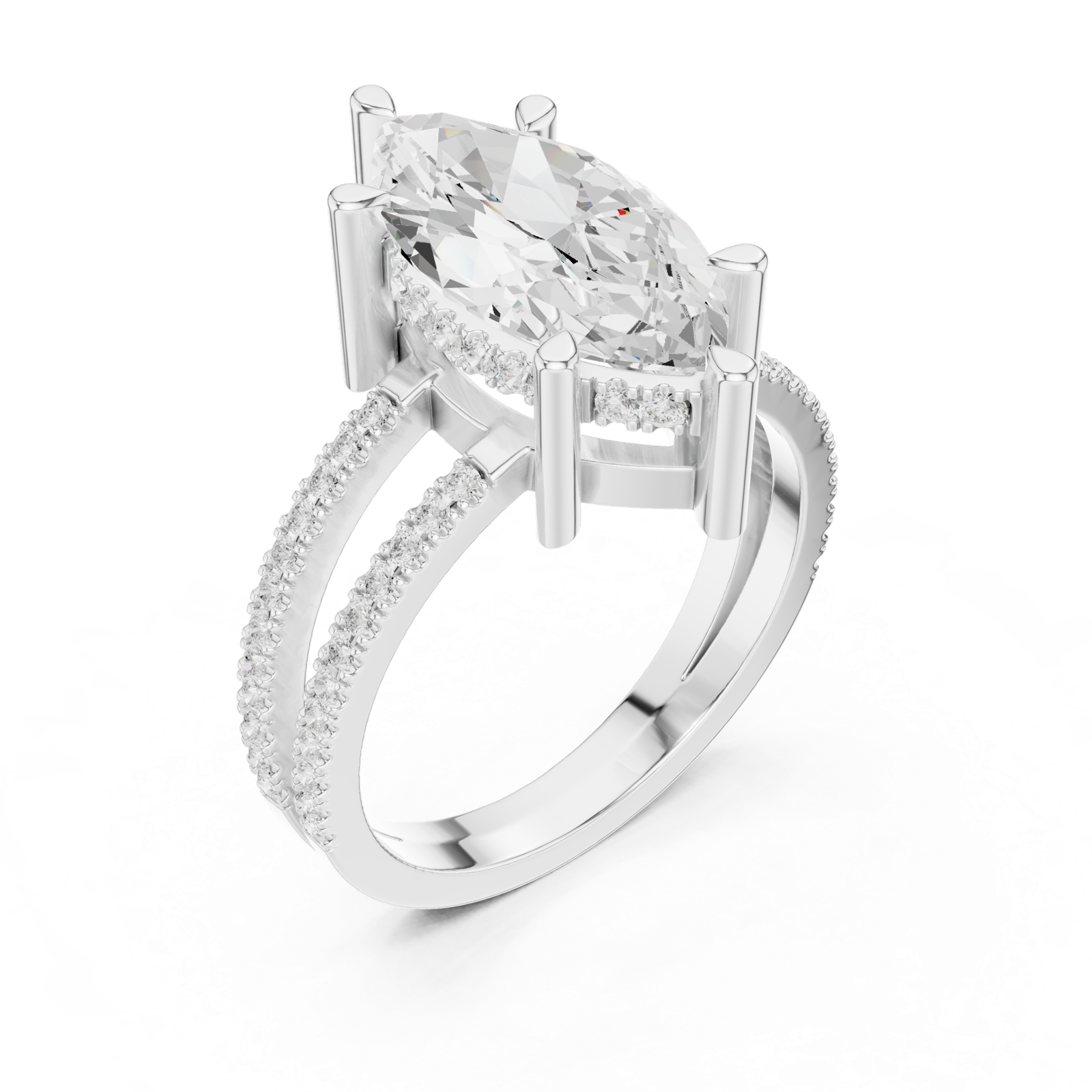 Gold Jewelry L36-13, Marquise center stone, White Gold, view 2
