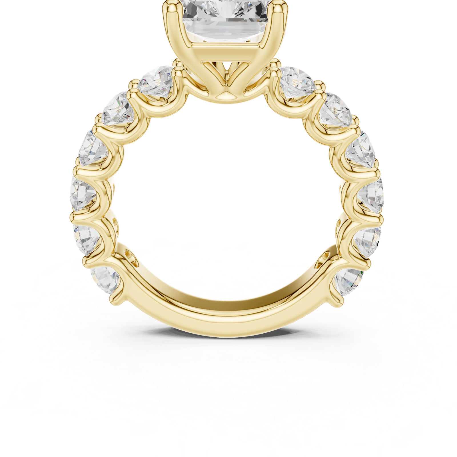 Gold Ring DDLR-087, Radiant center stone, Yellow Gold, view 4