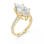 Gold Ring DDLR-250, Marquise center stone, Yellow Gold, view 2