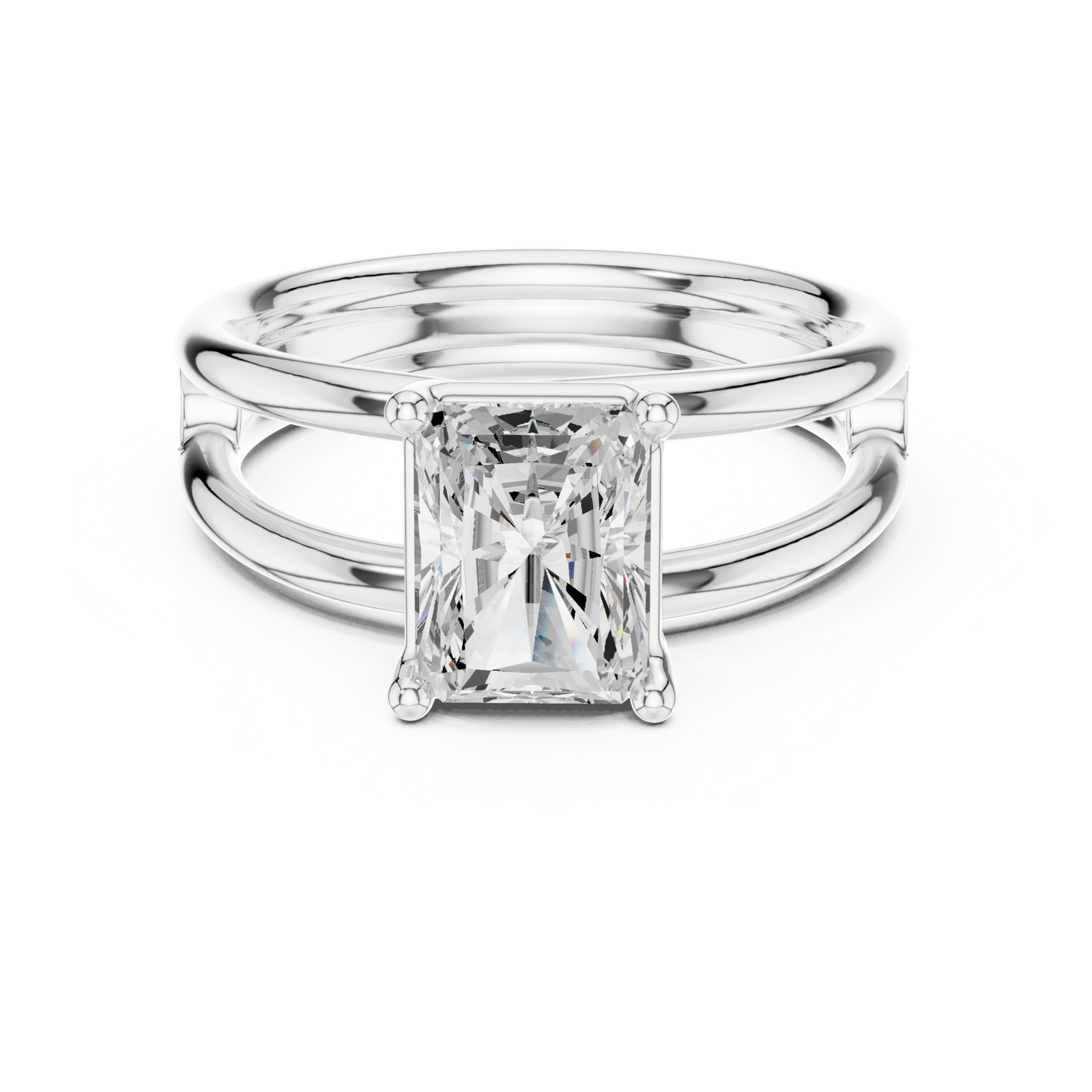 Gold Jewelry L36-9, Radiant center stone, White Gold, view 4