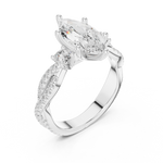 Gold Ring DDLR-281, Marquise center stone, White Gold, view 2