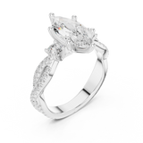 Gold Ring DDLR-281, Marquise center stone, White Gold, view 2