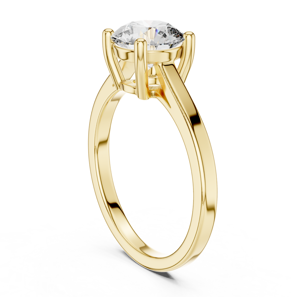 14K Solid Gold Lab Diamond Solitaire Ring, Yellow Gold, view 1