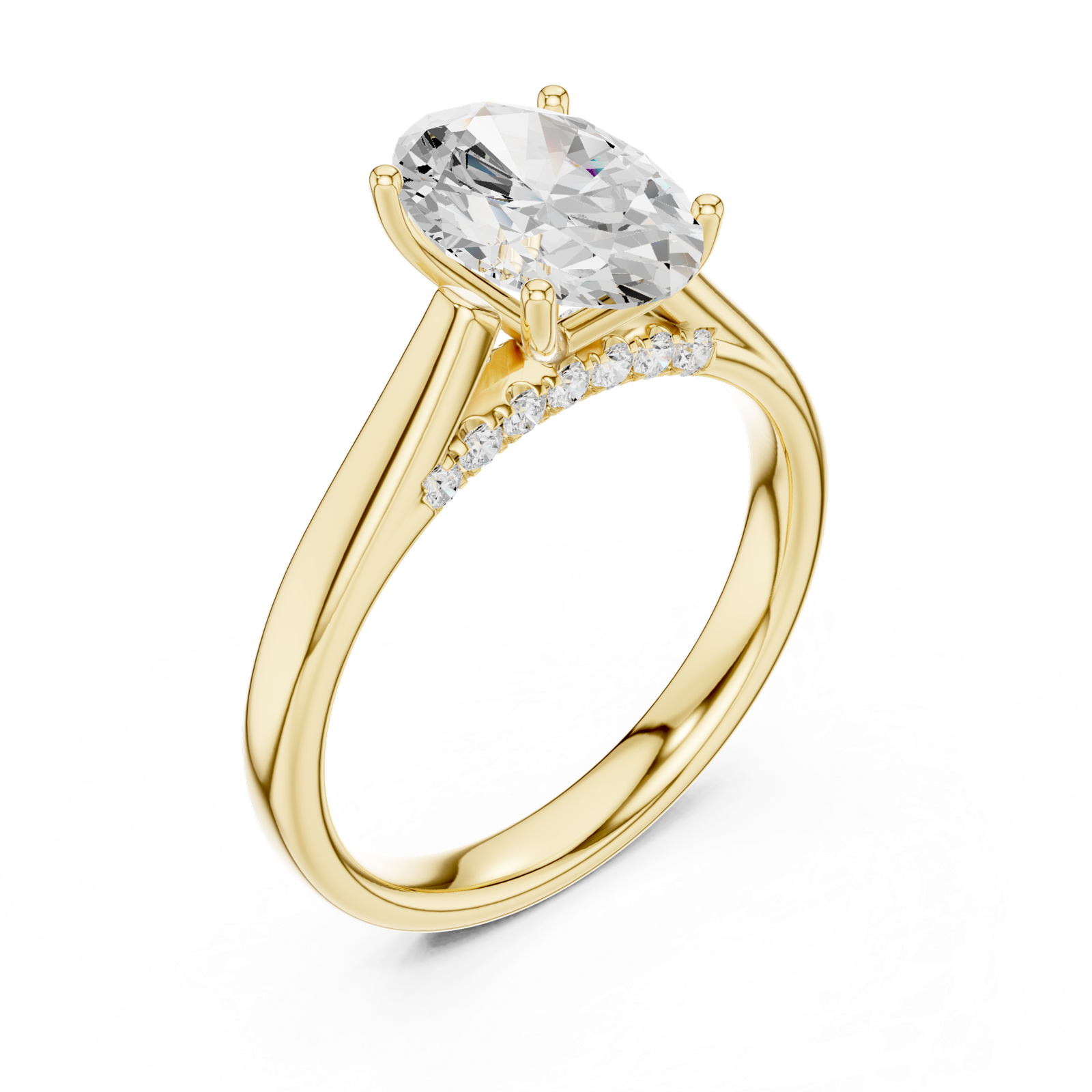 Gold Jewelry L36-18, Oval center stone, Yellow Gold, view 2