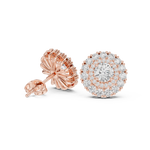 14K Solid Gold Lab Diamond Halo Earrings, Rose Gold, view 1