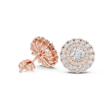 14K Solid Gold Lab Diamond Halo Earrings, Rose Gold, view 1