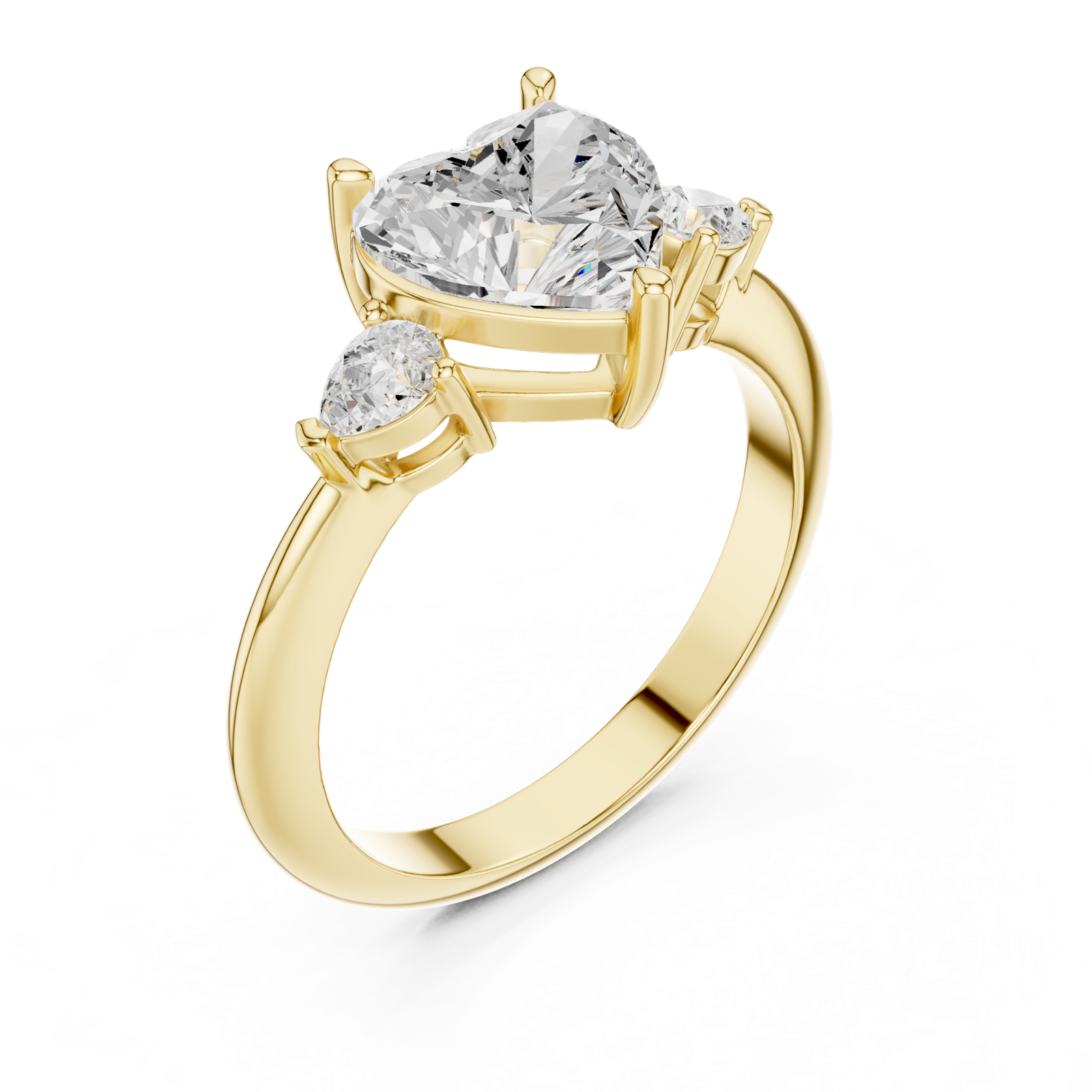 Gold Jewelry L35-66, Heart center stone, Yellow Gold, view 2