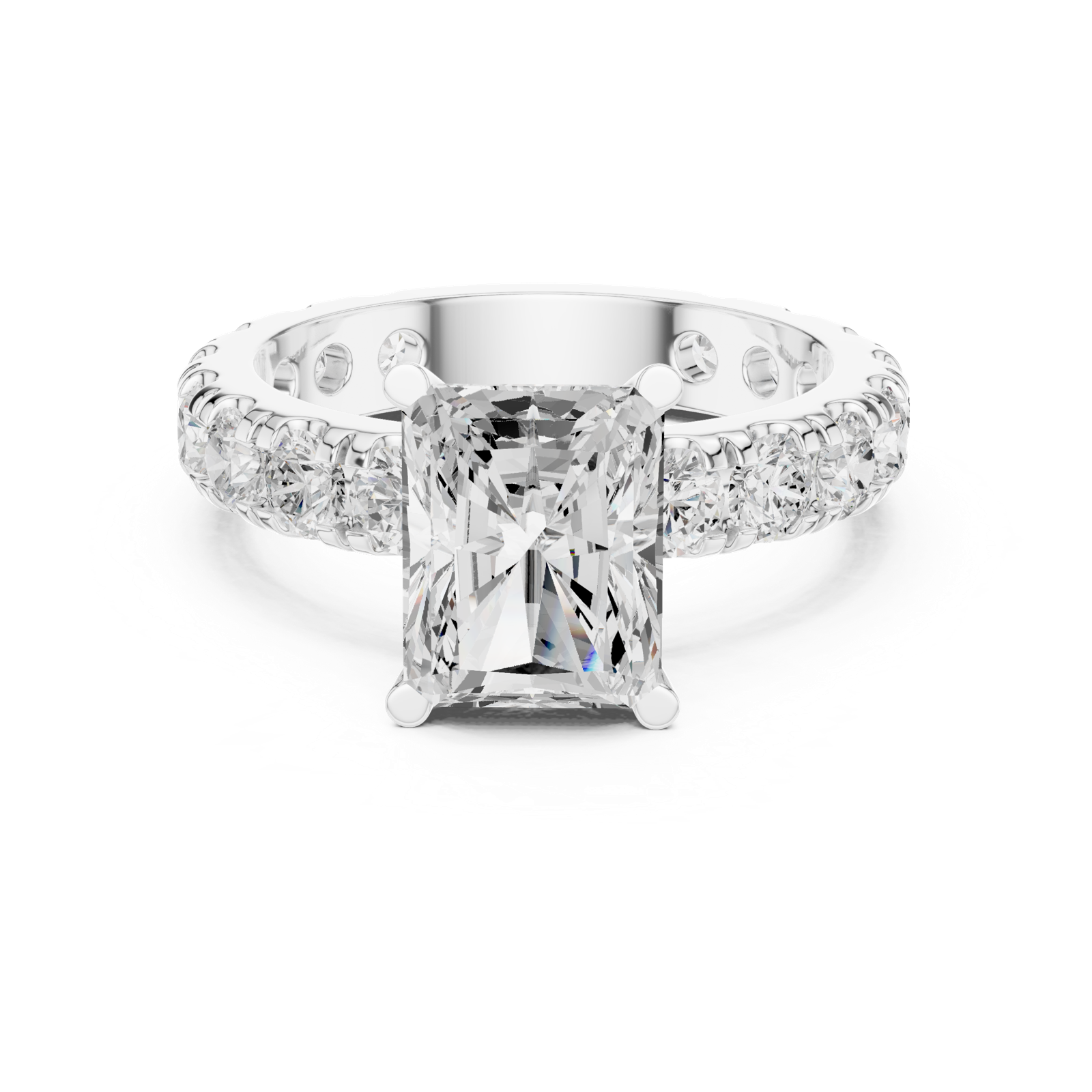 Gold Jewelry L35-63, Radiant center stone, White Gold, view 4