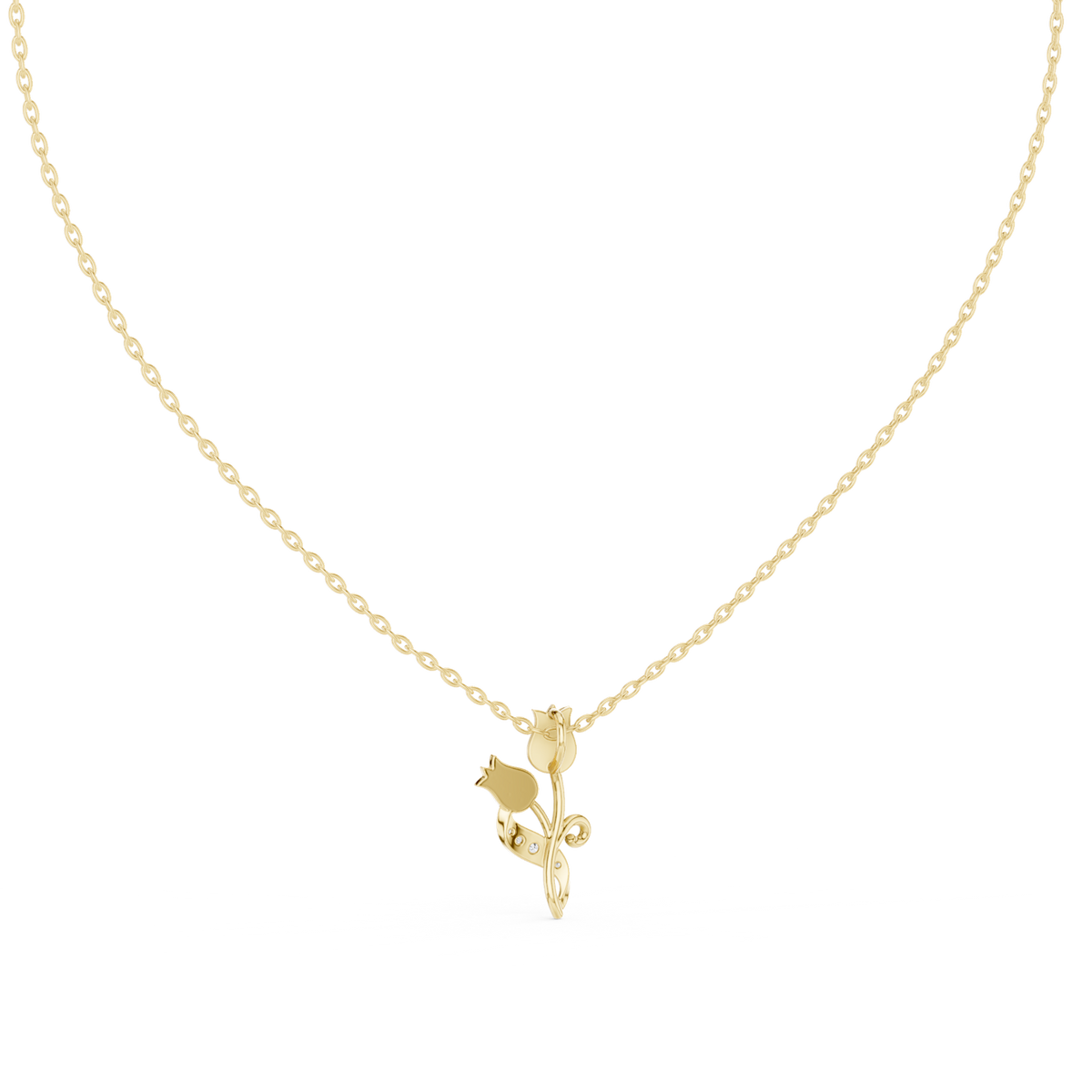 14K Solid Gold Lab Diamond Pendant Necklace, Yellow Gold