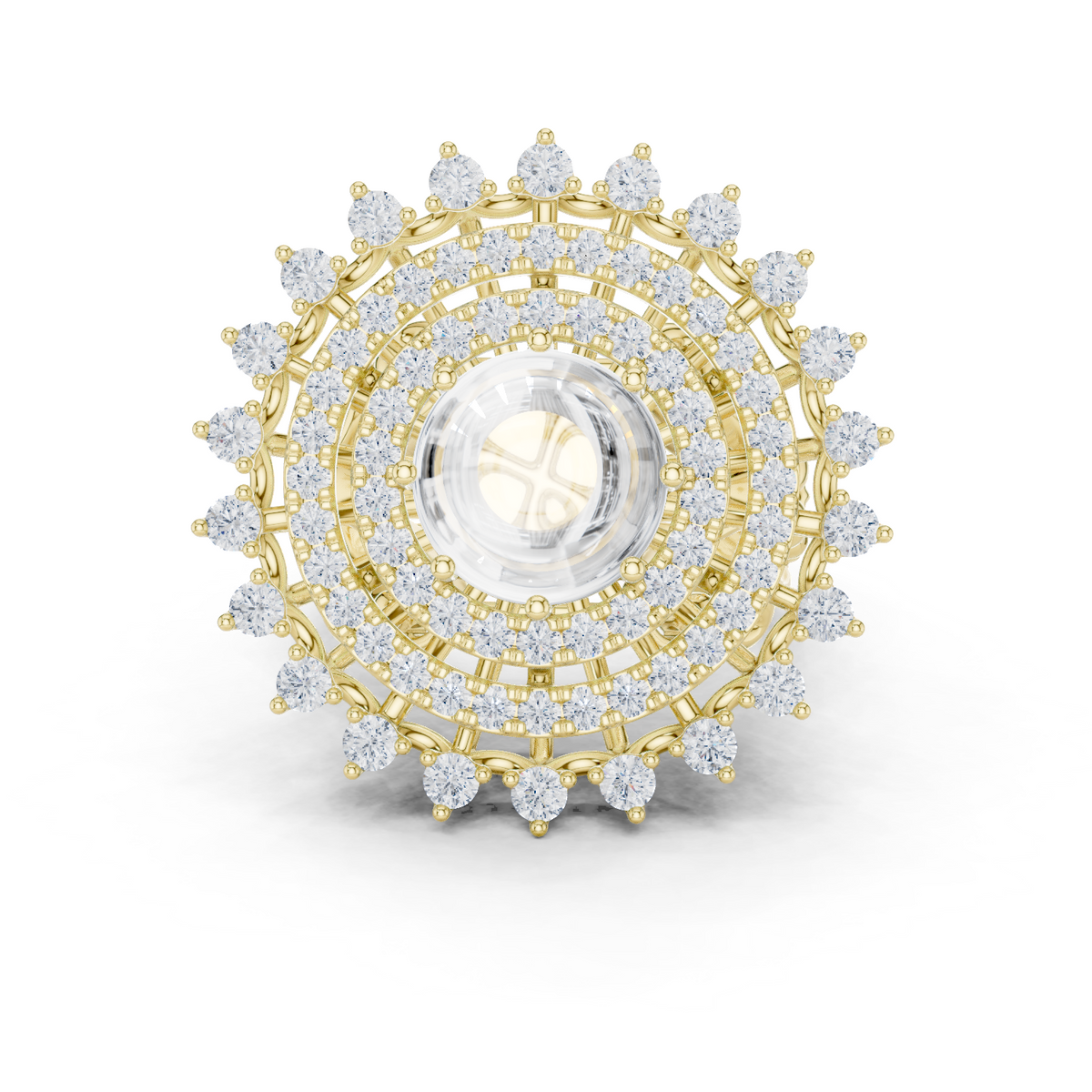 14K Solid Gold Lab Diamond Halo Ring, Yellow Gold
