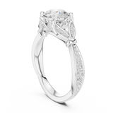 Gold Ring DDLR-257, Round center stone, White Gold, view 1