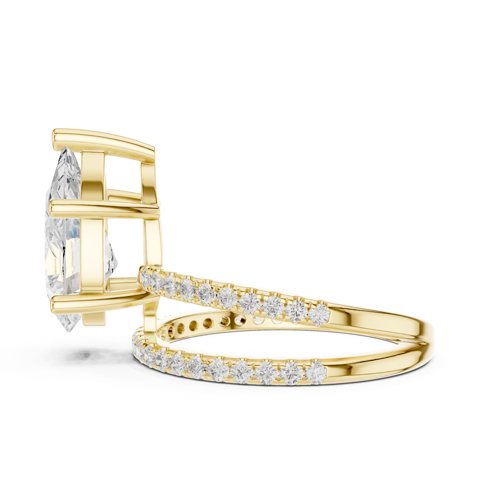 Gold Jewelry L35-39, Pear center stone, Yellow Gold, view 3