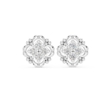 14K Solid Gold Lab Diamond Flower Cluster Earrings, White Gold