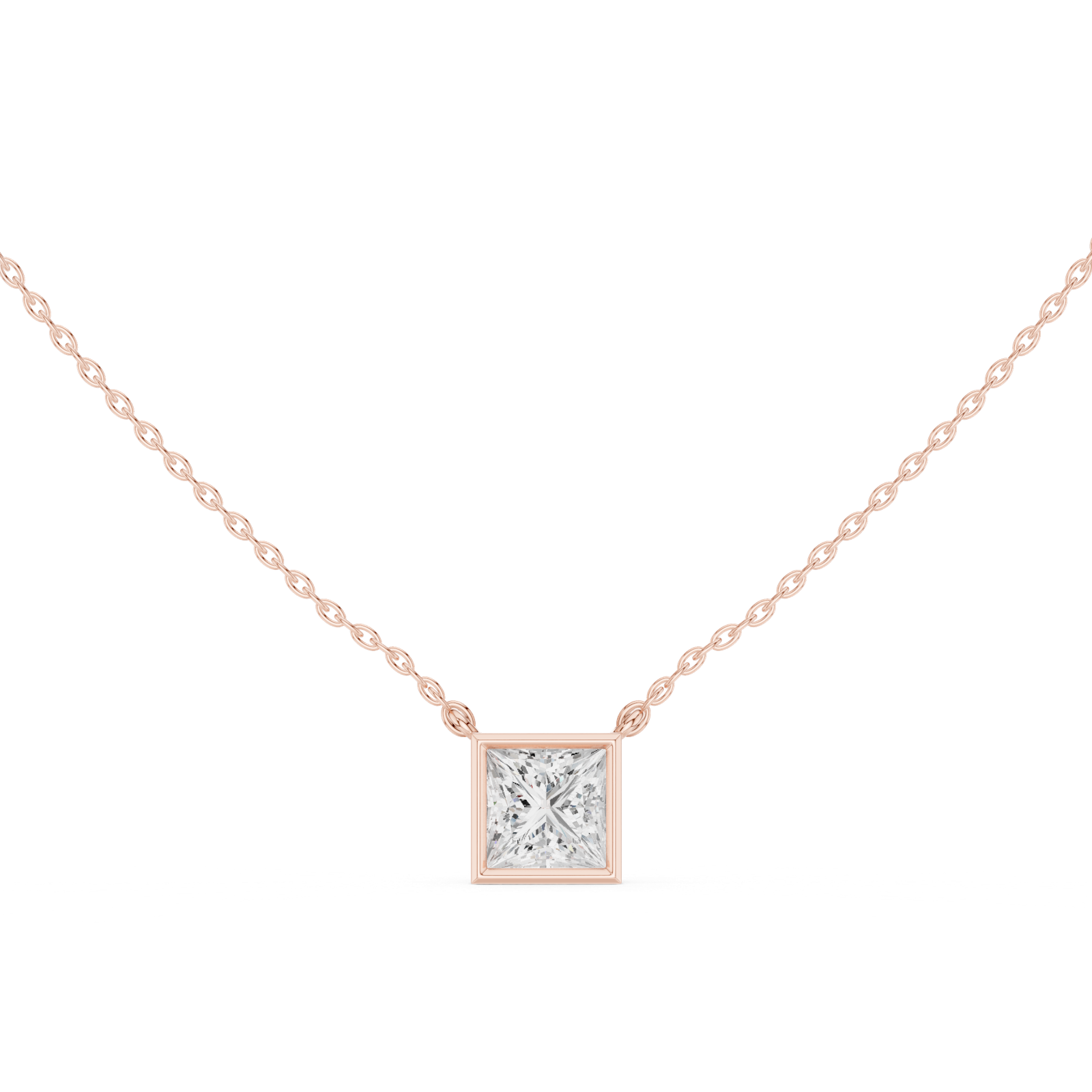 Gold Jewelry DDPO-007, Princess center stone, Rose Gold, view 4
