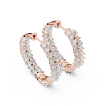 14K Solid Gold Lab Diamond Huggie Earrings, Rose Gold, view 2