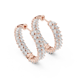 14K Solid Gold Lab Diamond Huggie Earrings, Rose Gold, view 2