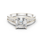 Gold Ring, Asscher center stone, White Gold